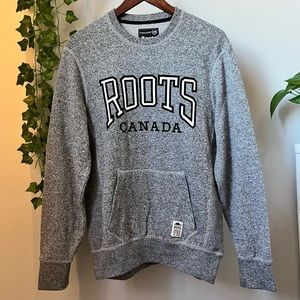 Root’s Vintage Salt and Pepper Crewneck Sweater with Kangaroo Pocket